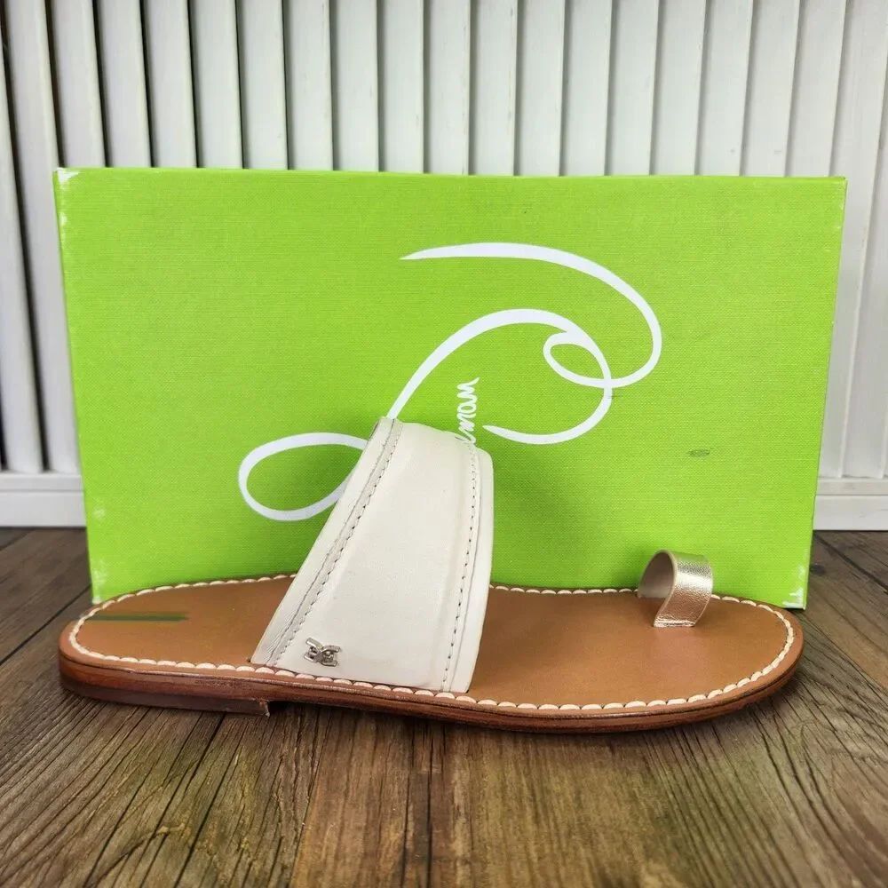 Sam Edelman Margit Modern Ivory Toe Loop Sandal Womens Size 7.5 M White Elegant